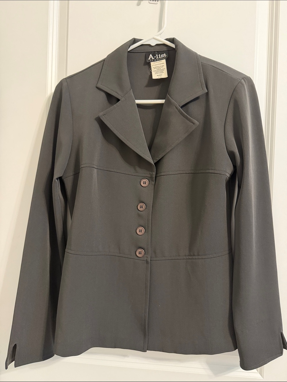 A-LIST by WRAPPER Womens Career Suit Jacket Skirt Set Women’s Charcoal Gray